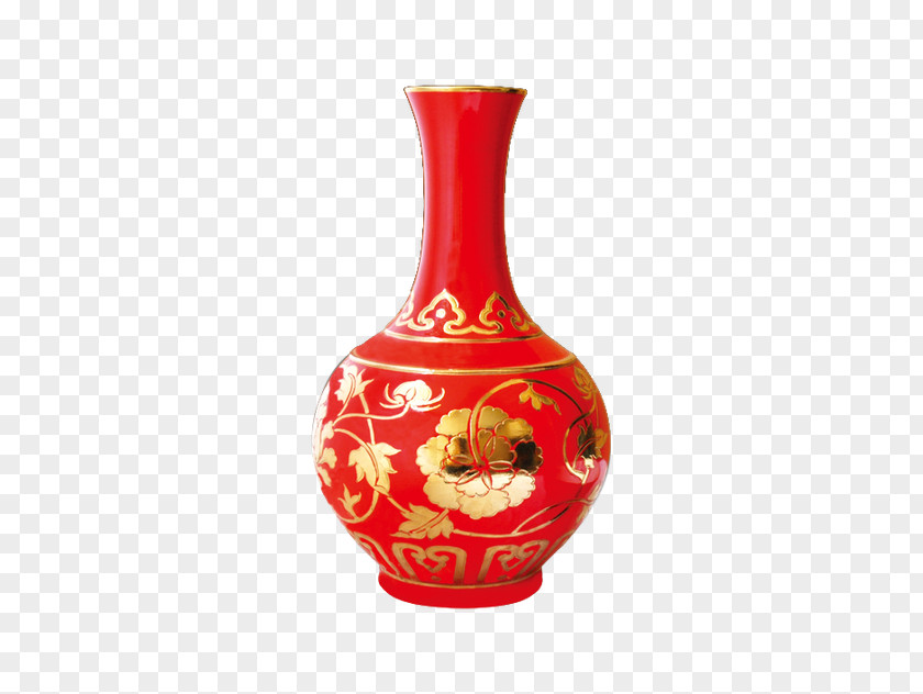 Red Vase Wedding Supplies Chinese New Year Greeting Card Ceramic PNG