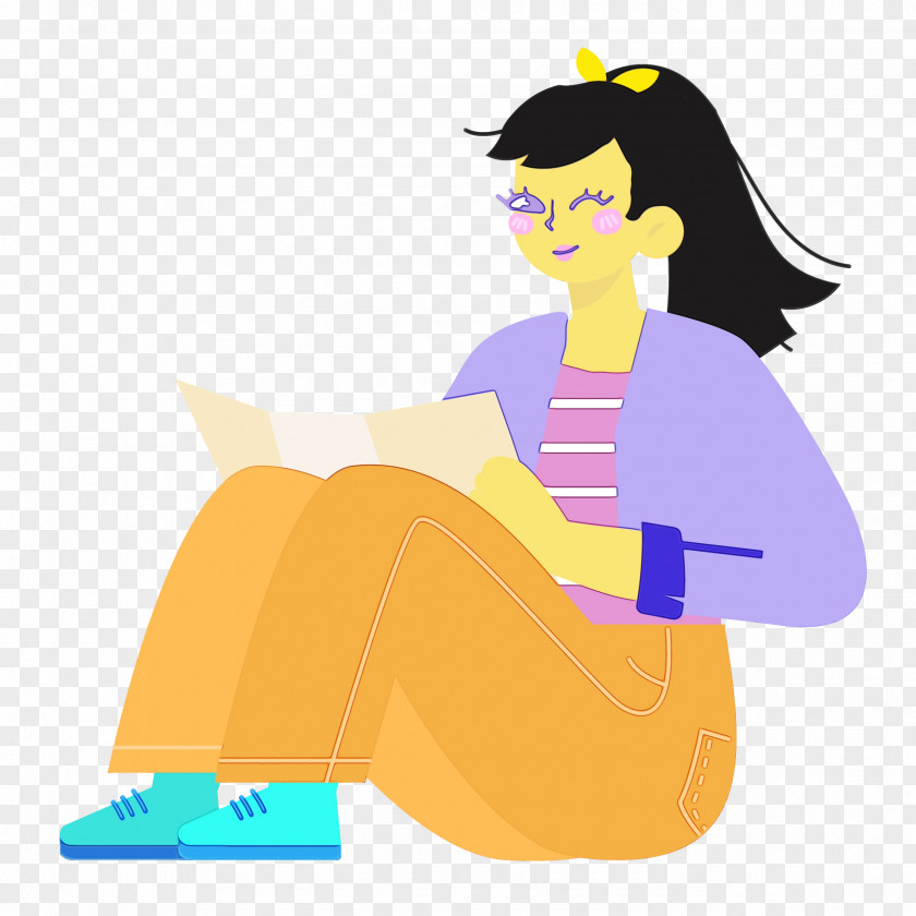 Cartoon Character Yellow Sitting PNG