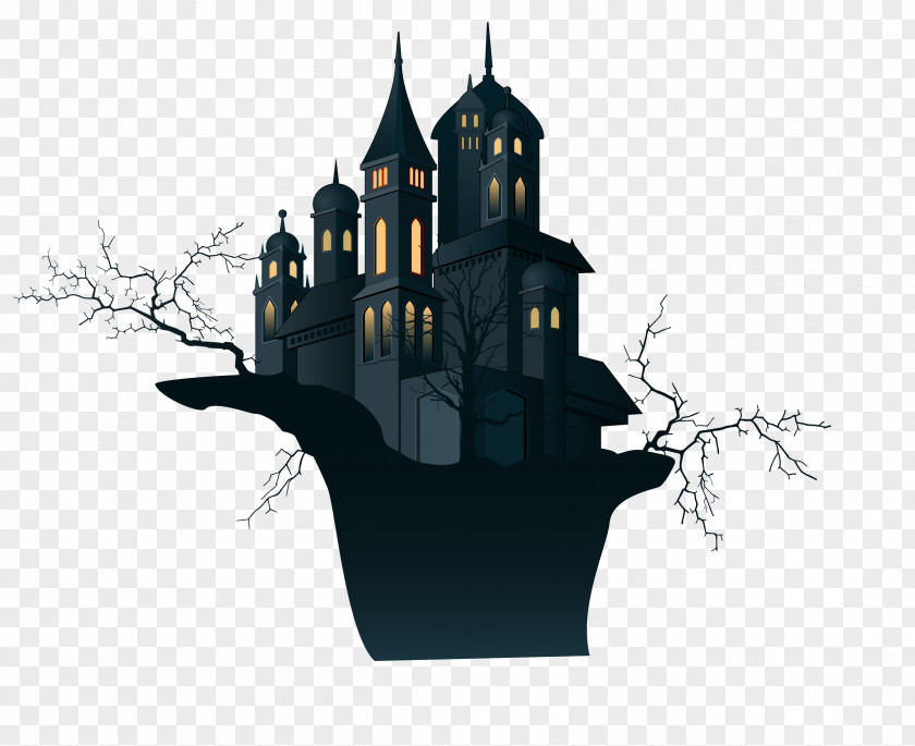 Vector Black Creative Branches On The Castle PNG