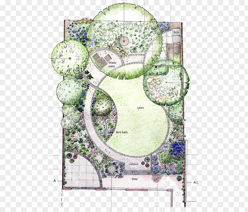 City Garden Painted Renderings Design Page Layout Flower PNG