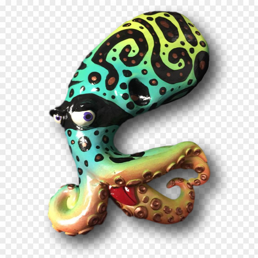 Hand-painted Teeth Octopus Reptile Figurine PNG