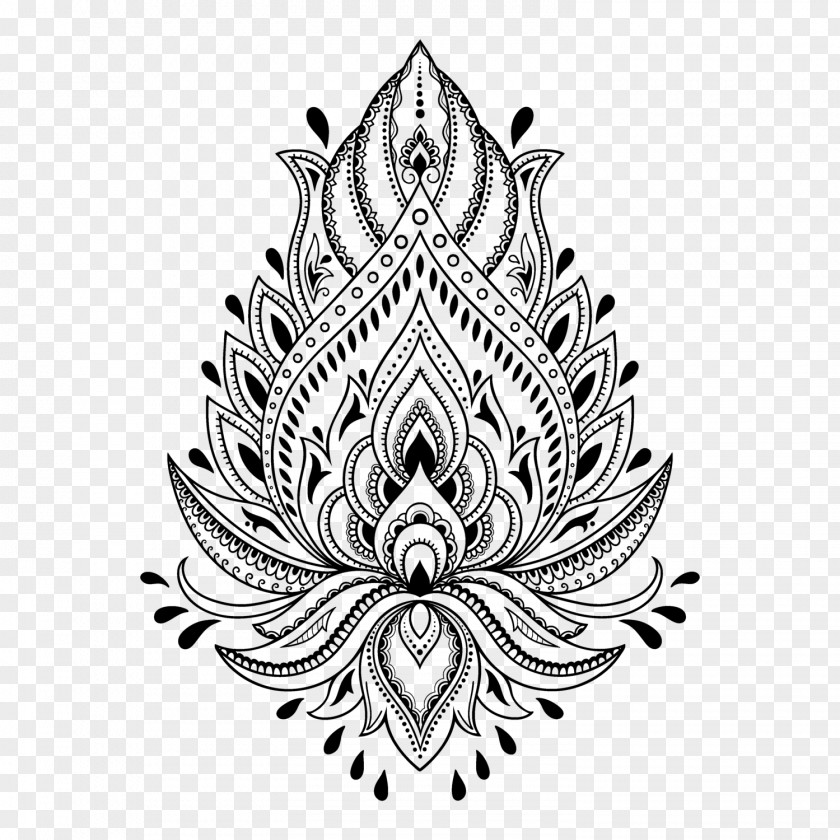 Henna Tattoo Mehndi Stencil Template PNG