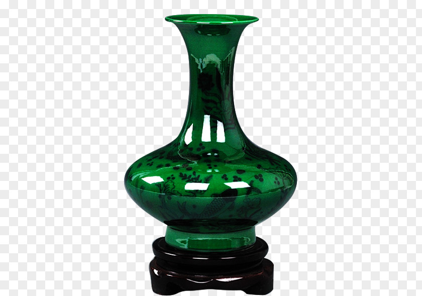 Emerald Green Glaze Jingdezhen Ceramic Vase Decoration Blue And White Pottery PNG