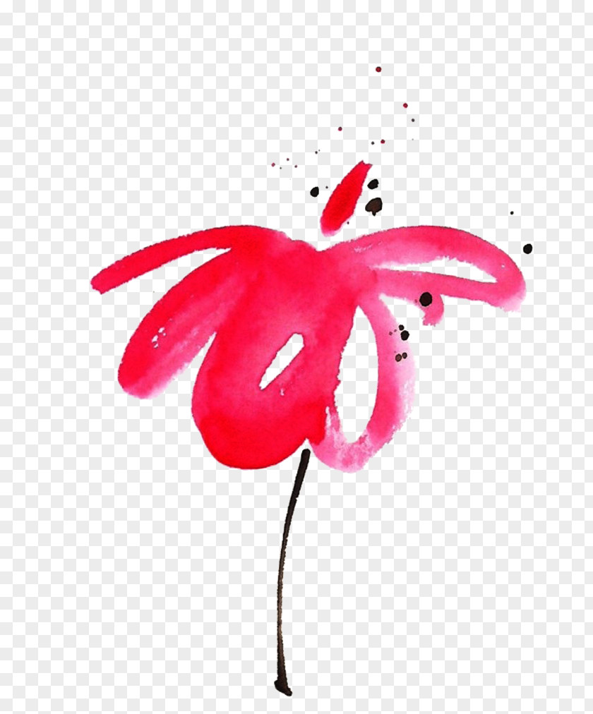 Ink Flowers Watercolor Painting Creative Work Illustration PNG