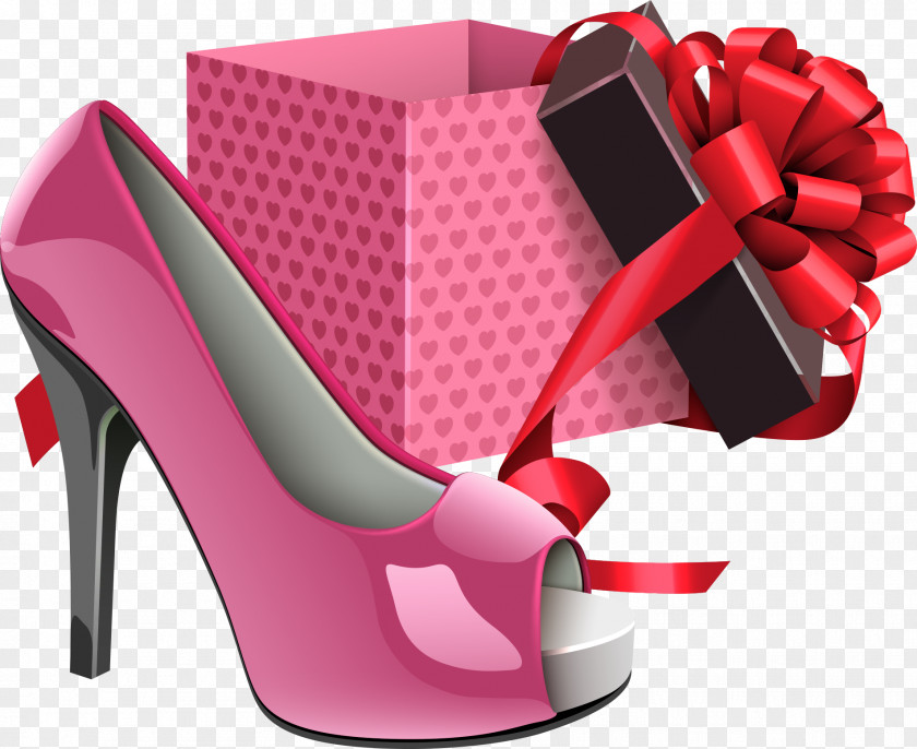 Vector Cartoon Gift Box With High Heels High-heeled Footwear Shoe PNG