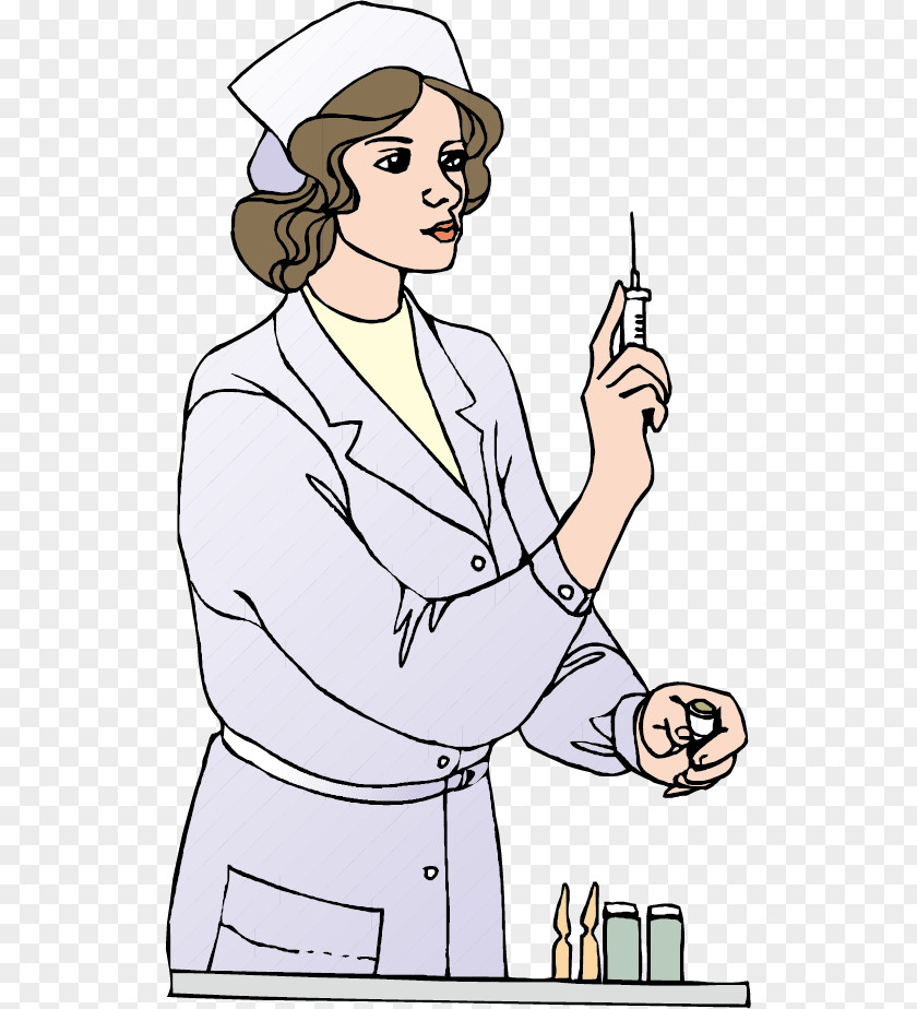 Vector Nurse Holding A Syringe Cartoon PNG