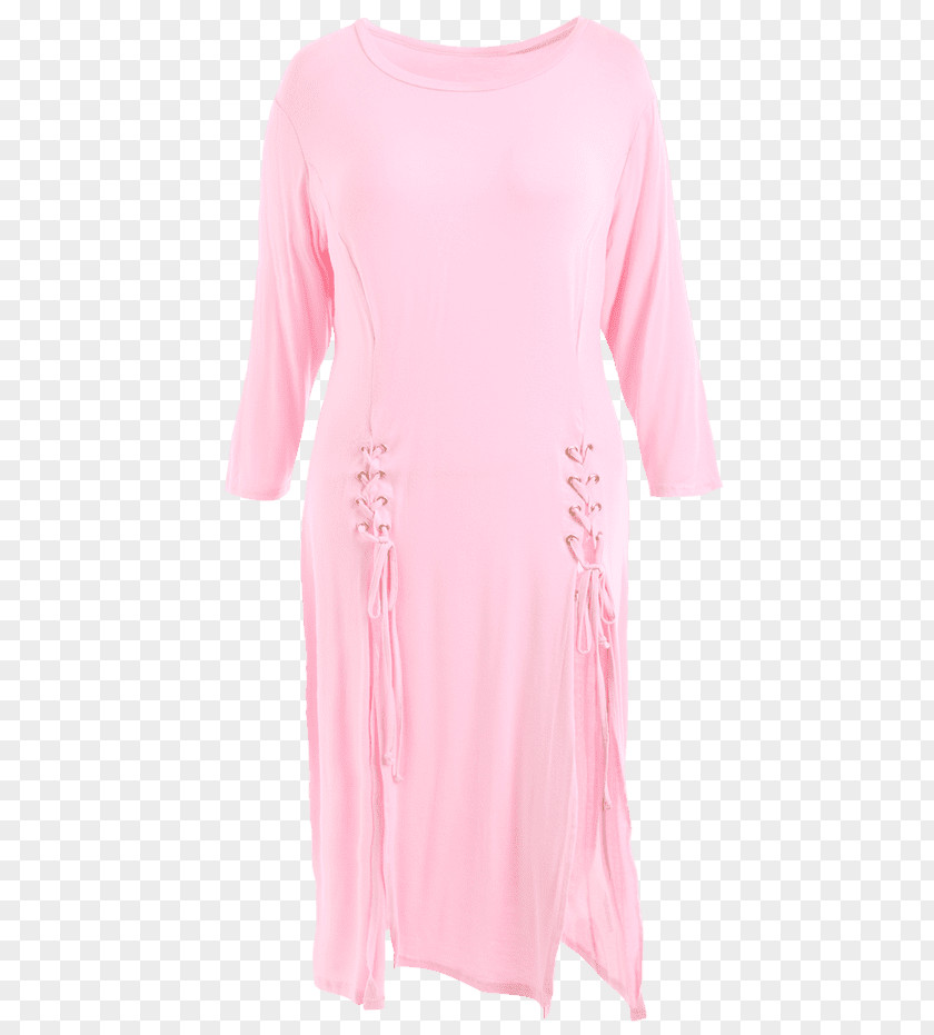 Plus-size Clothing Shoulder Sleeve Nightwear Pink M Dress PNG