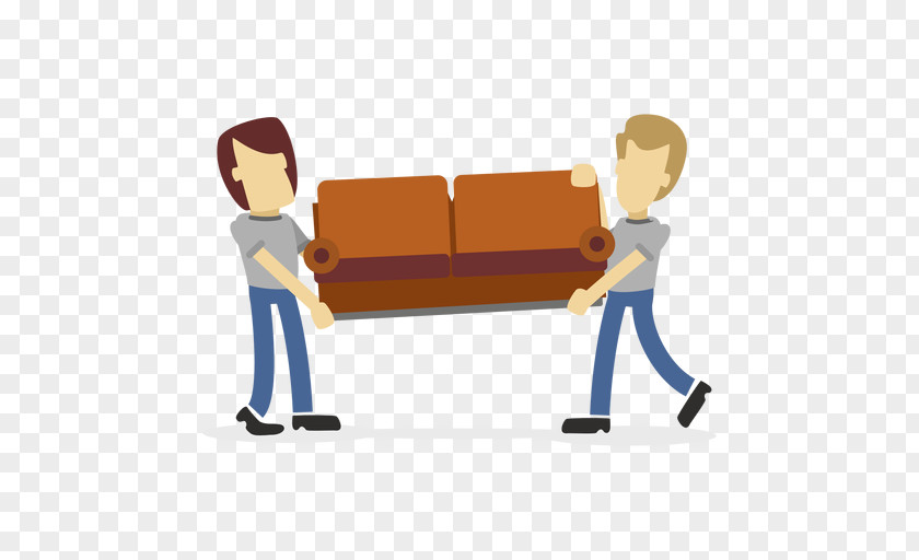 Followthrough Cartoon Overlapping Transport Furniture Mover Couch Packaging And Labeling PNG