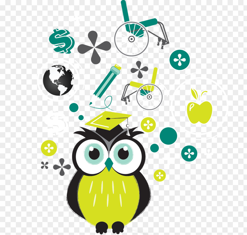 Owl Student Machine Embroidery Karen Teal Clip Art PNG
