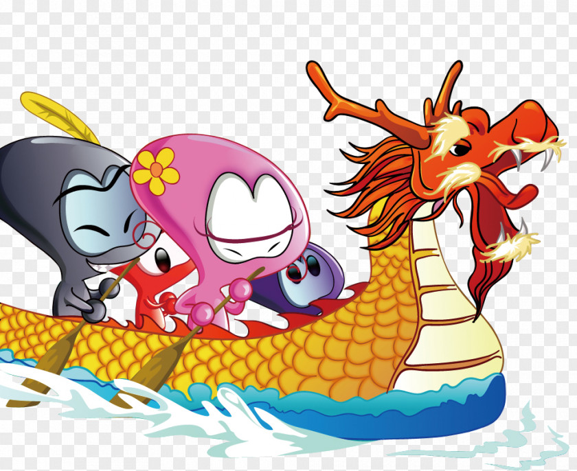 Cartoon Dragon Boat Zongzi Festival Bateau-dragon PNG