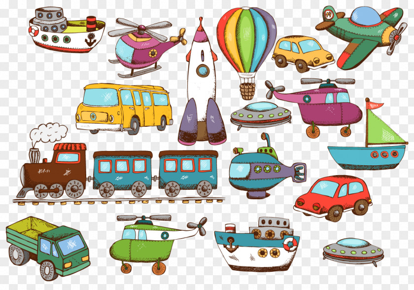 Hand-painted Children's Toys Cartoon Transport Photography Illustration PNG