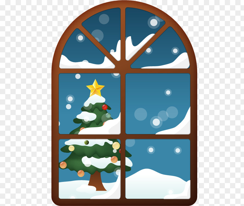 Window Vector Material Christmas Tree Computer File PNG