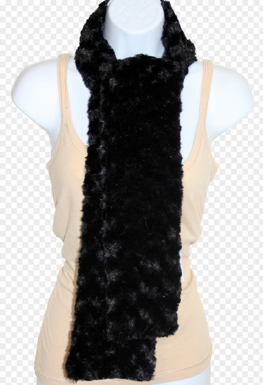 Black Scarf Neck Fur Stole PNG