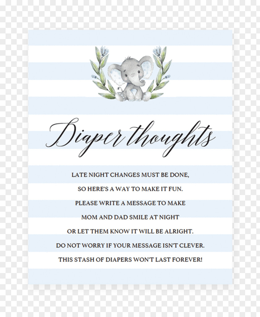 Baby Shower Elephant Diaper Infant Flower Line Font PNG