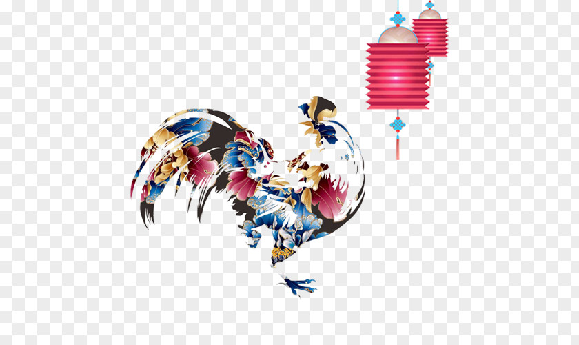 Color Chicken Red Lanterns Chinese New Year Years Day Zodiac Poster PNG