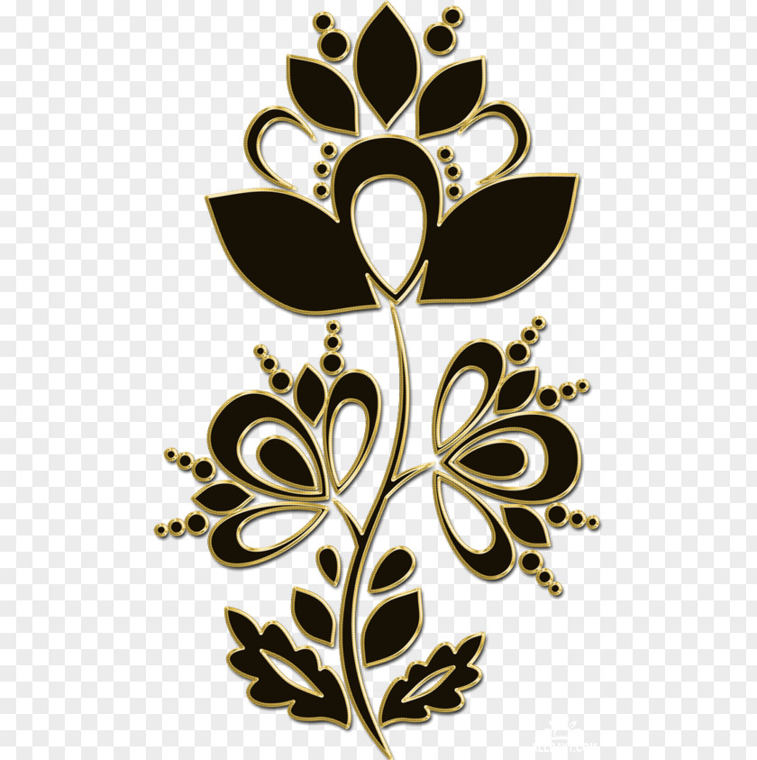 Flower Ornament Black PNG