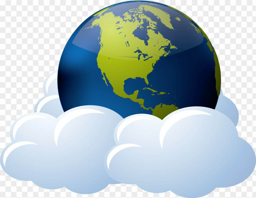 Earth Cloud Service Data Globe World Clip Art PNG