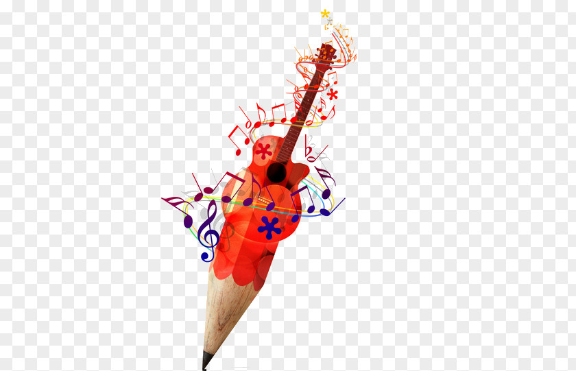 Creative Guitar Musical Note Pencil Drawing Creativity PNG