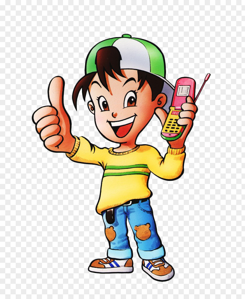 Hand Drawn Cartoon Kids Pull Mobile Phones Phone Drawing Child Clip Art PNG