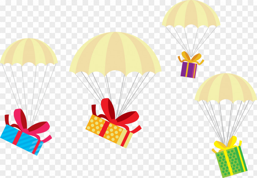 Vector Parachute Gift Box Christmas PNG