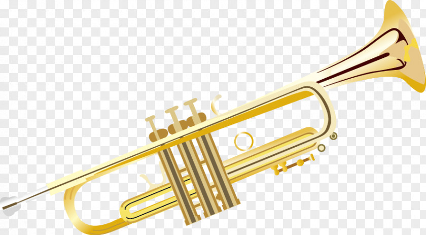 Golden Trombone Musical Instrument Vector Material Trumpet PNG