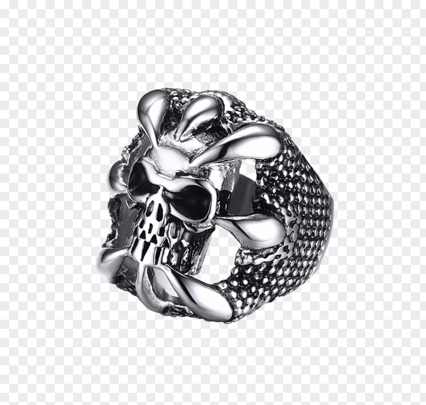 Skull Finger Engagement Ring Steel Jewellery PNG