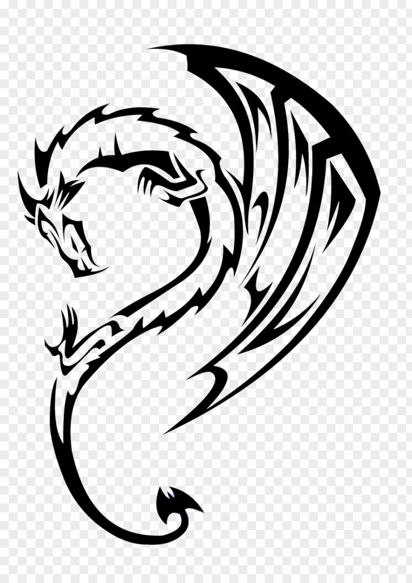 Tattoo White Dragon Tribe Clip Art PNG