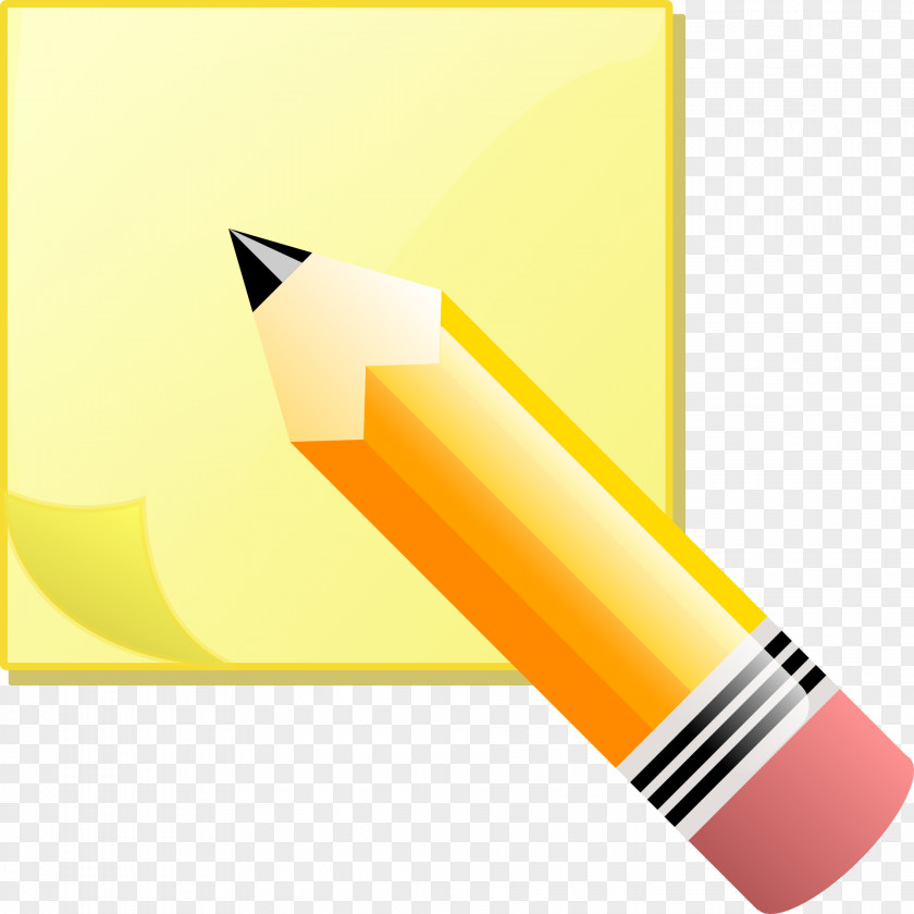 Yellow Cartoon Pen And Paper Post-it Note Clip Art PNG