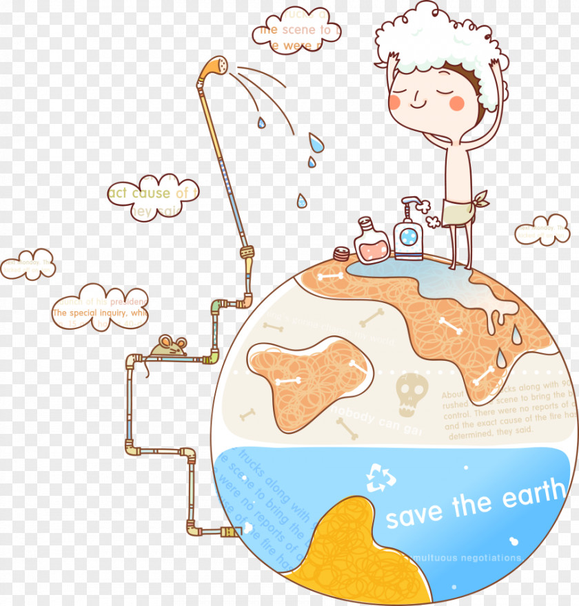 Vector Boy On Earth Cartoon Illustration PNG