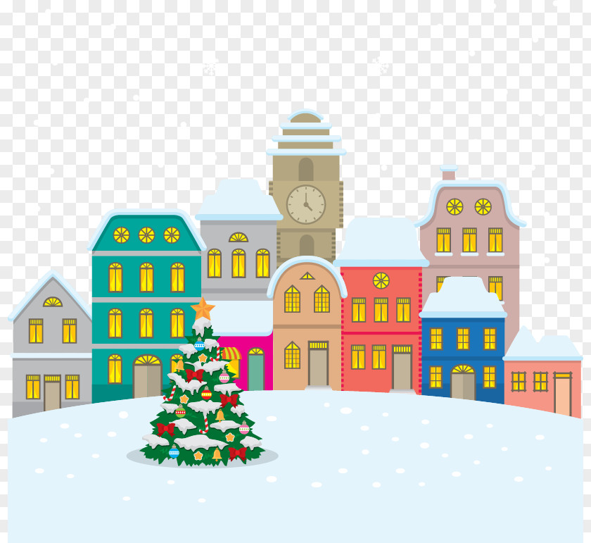 Christmas Town Santa Claus Euclidean Vector Illustration PNG
