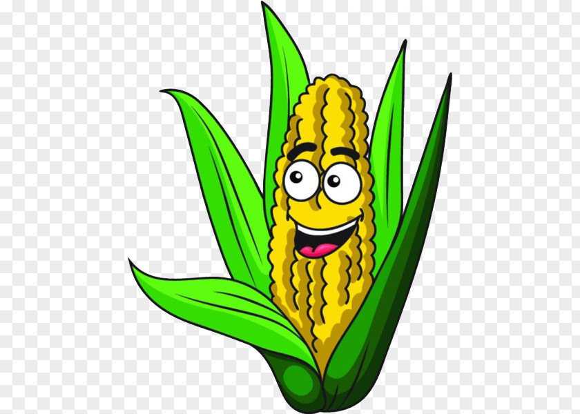 Smiling Corn On The Cob Maize Sweet Cartoon PNG
