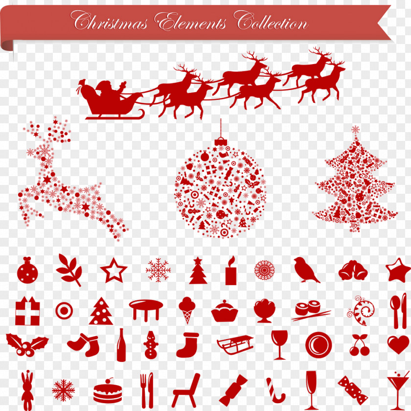 Christmas Red Paper-cut Tree Clip Art PNG
