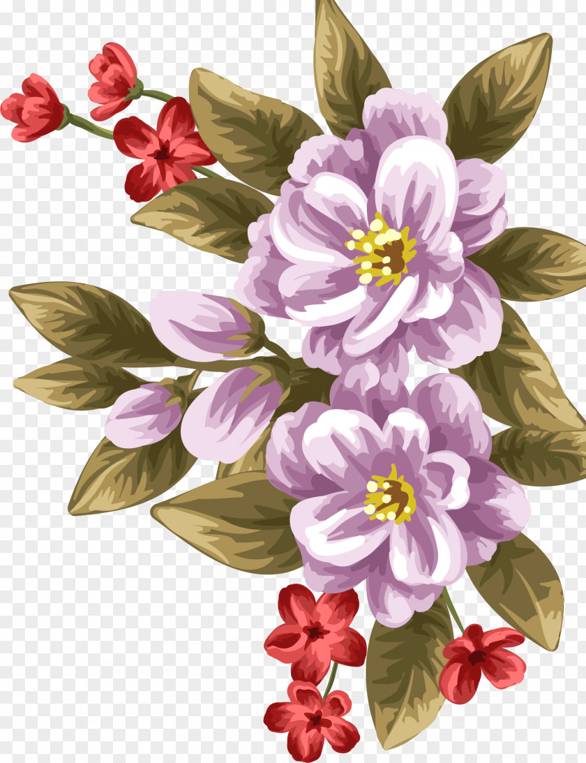 Purple Hand-painted Flowers Watercolor Painting Flower PNG