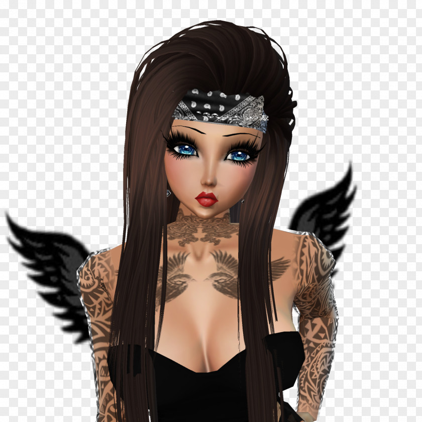 Avatares Imvu Brown Hair Black Doll PNG