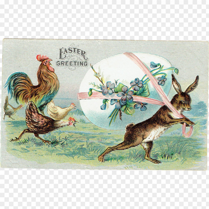 Easter Rooster Hare Fauna PNG