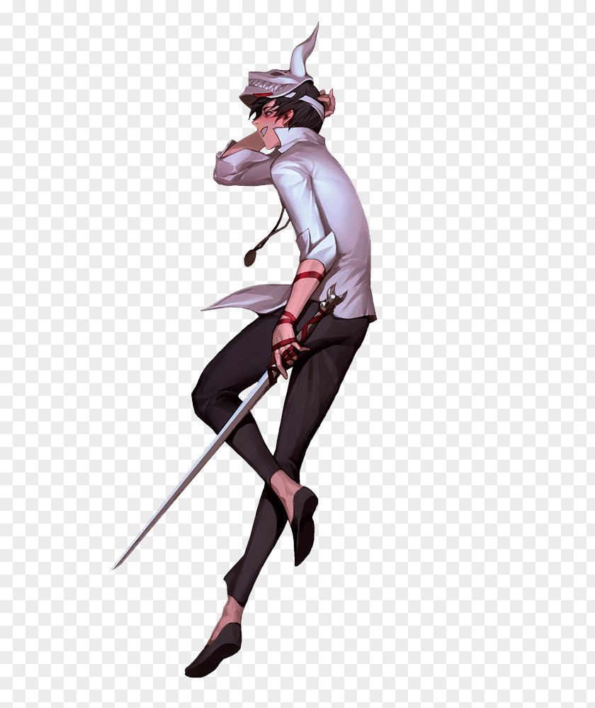 White Cool Man Swordsman Blade & Soul Character Illustration PNG