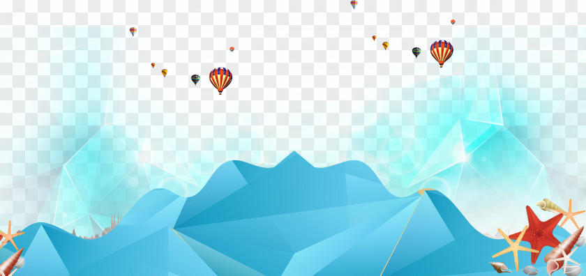 Three-dimensional Mountain Hot Air Balloon Decoration Background Space Graphic Design PNG