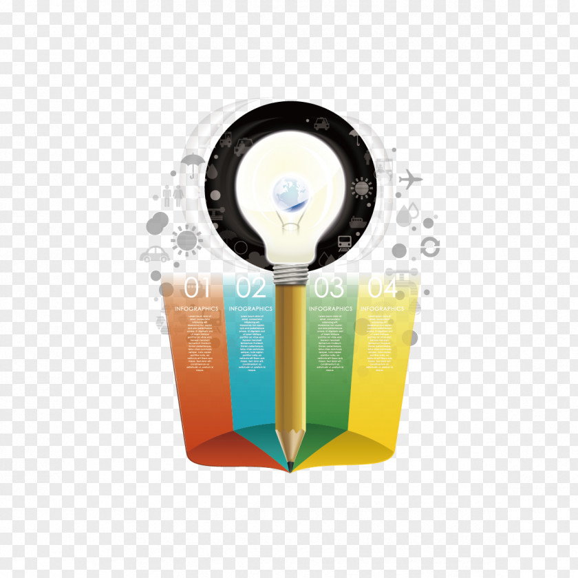 Pen And Light Bulb Incandescent Icon PNG