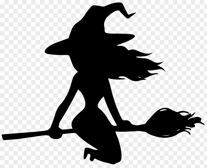 Halloween Witch On Broom Silhouette Image Witchcraft Clip Art PNG