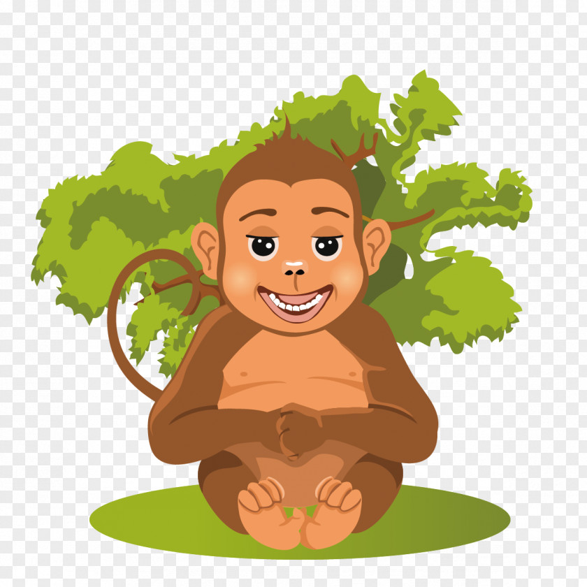 Monkeys Frolic Baby Jungle Animals Cartoon PNG