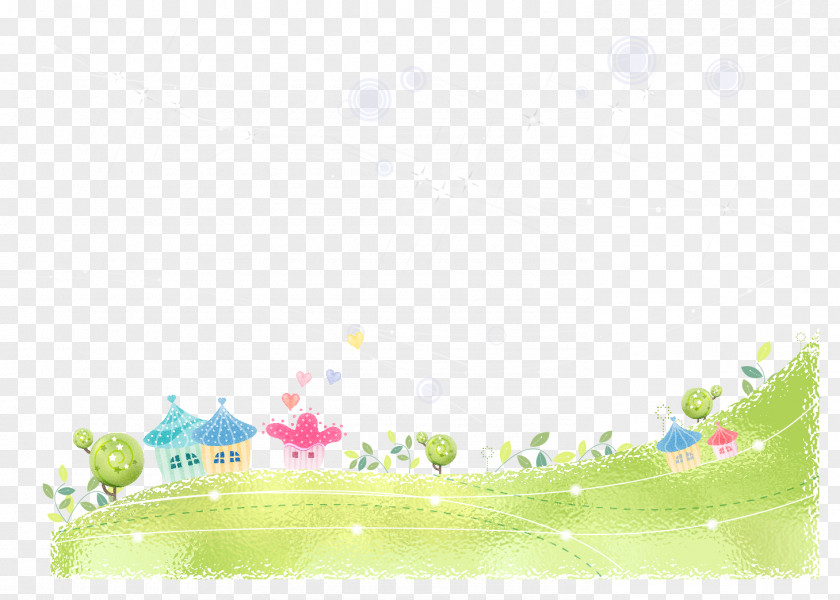Green Grass Field Cartoon Poster Promotional Material Child PNG