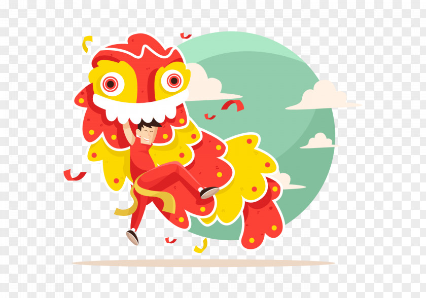 Vector Lion Dancers Dance Chinese New Year Lunar PNG