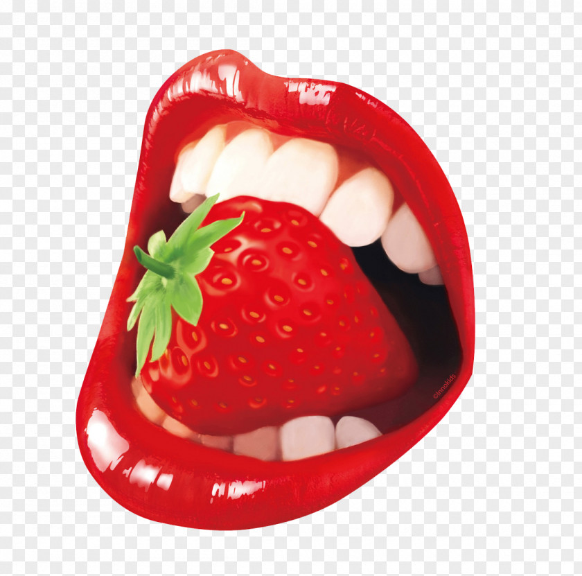 Creative Strawberry Mouth Poster PNG