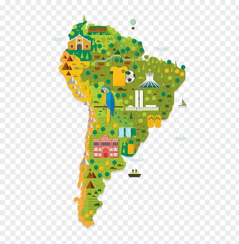 Cartoon Map Of Africa South America Illustrated Maps Cartography PNG