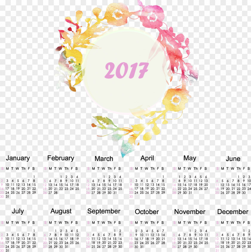Hand-painted Watercolor Calendar Painting Time Personal Organizer PNG