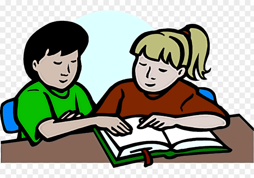 Happy Interaction Child Cartoon People Reading Sharing PNG