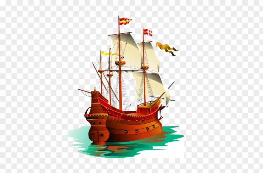 Ancient Sailing Galleon Ship Clip Art PNG