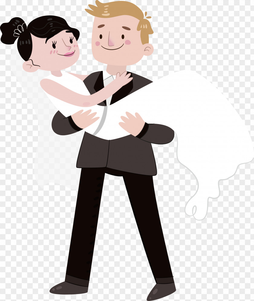 Bride Princess Embrace Wedding Invitation Illustration PNG