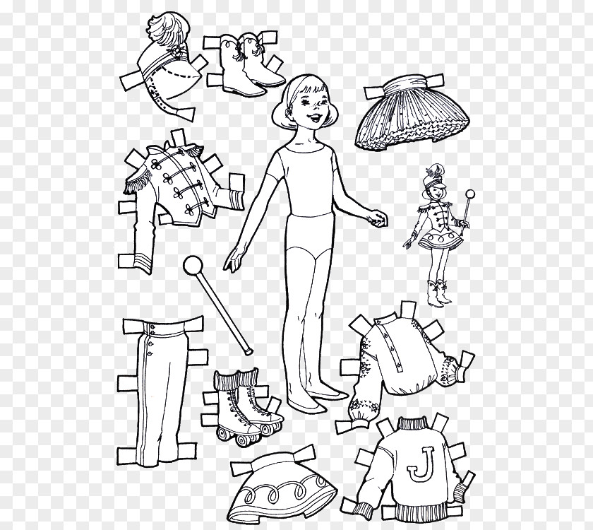 Childrens Paper Cut Doll Coloring Book Colouring Pages PNG