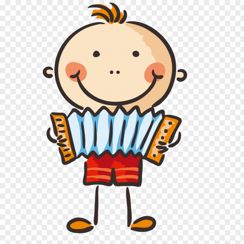 The Boy With Accordion Musical Instrument Play Child Clip Art PNG
